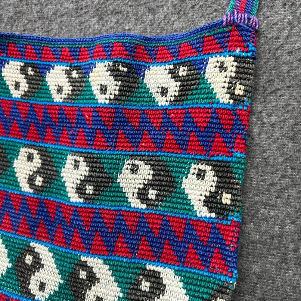 Guatemalan Handmade Knit Crochet Bag Purse Vintage y2k 90s Yin Yang - Picture 4 of 11